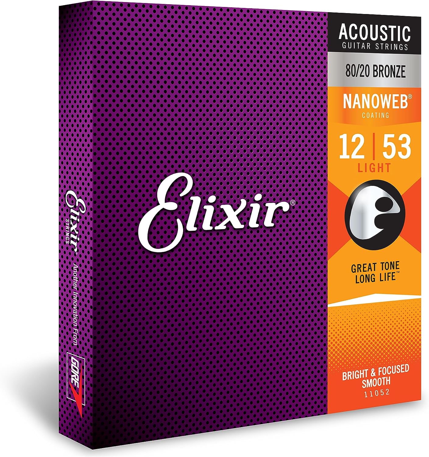 Bronze 80/20 Elixir Strings Acoustic Guitar Strings with NANOWEB Coating, Light 012-053, Custom Light 011-052, Extra Light 010-047 