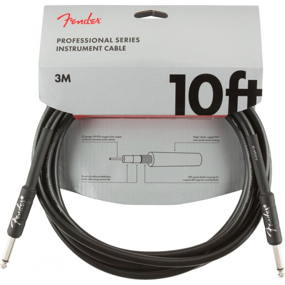 Fender Professional Series Instrument Cable Straight/Straight 3m Black